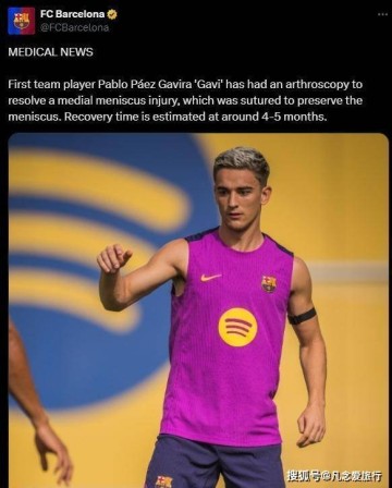 巴萨被重创!21岁悍将再次伤停4-5个月,年纪轻轻职业生涯堪忧