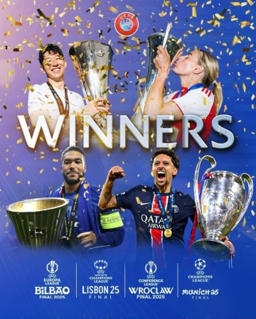 欧足联祝贺旗下四大赛事冠军:巴黎、热刺、切尔西、阿森纳女足